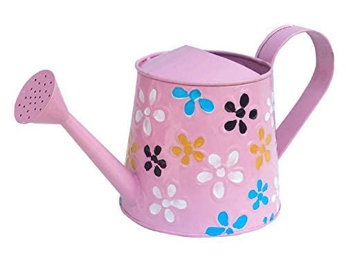S H Collection Watering Can 2.5 Litre Indoor Outdoor Home Gardening, Plants Watering can Metal Polka planters Round Metal for Plants & Flowers Decorative Garden Water Can with Handle (Pink Chitai)