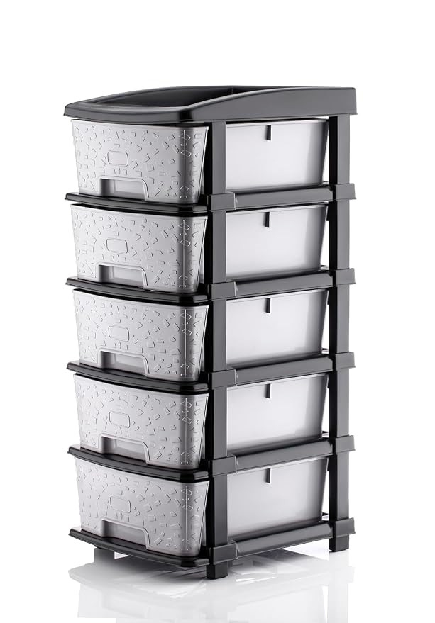 Drawer Multipurpose Drawer Plastic Modular Chest Storage Organizer Home, Office, Parlor, School, Doctors, Home and Kids (Grey, 5 LAYER) (30cmx38cmx78 cm)