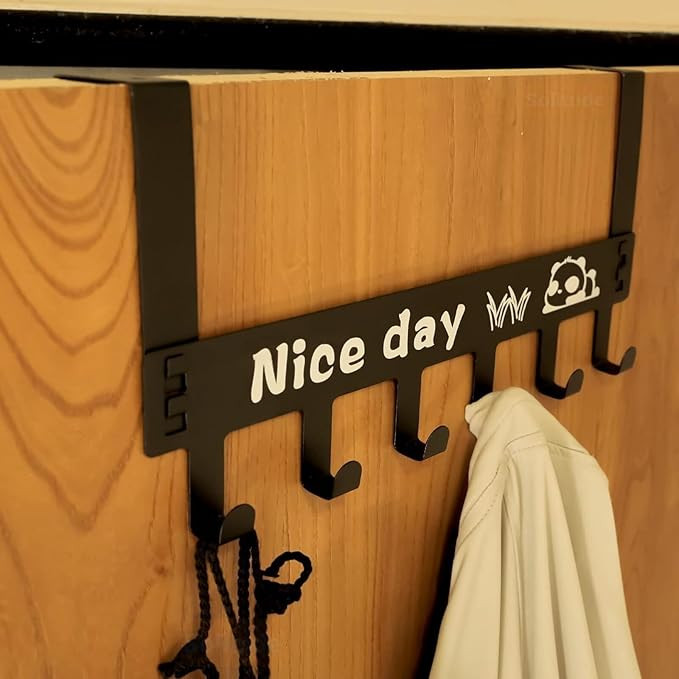 2 Pcs Heavy Duty Carbon Metal Over Door Hanger for Clothes, Drill Free Door Hanging Hooks for Bathroom, Bedroom, Kitchen | Scarf, Coat, Towel Holder (Black)