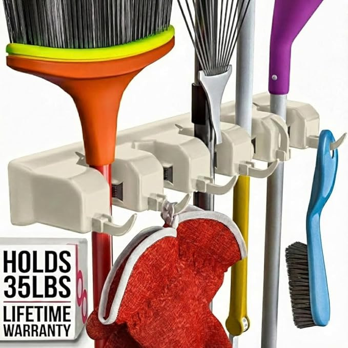 Brooms Holder, broom holder wall mounted, jhadu mop and stick holder wall mount hanger stand storage organizer, broomstick, brooms, mops organizers for home, bathroom Brand: Berry Ave