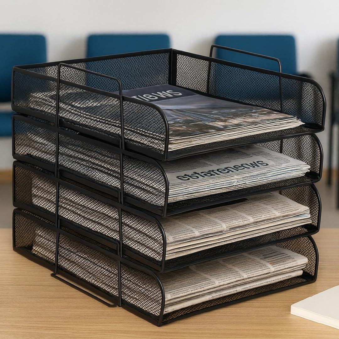 Profile Mini Mesh Organizer, Compact Multi-Tier Metal Mesh Desk Storage for Office & Home, Desktop Organizer for Files, Documents & Office Supplies, Durable Metal Construction