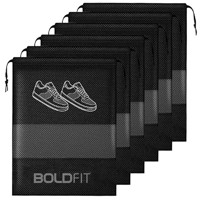 Bag for Travel Bag for Man & Women Shoe Cover for Storage at Home Gym Reusable Travelling Accessories Organizer Pouch Travel Essentials Footwear Bags for Travelling Men -Pack of 6, Black