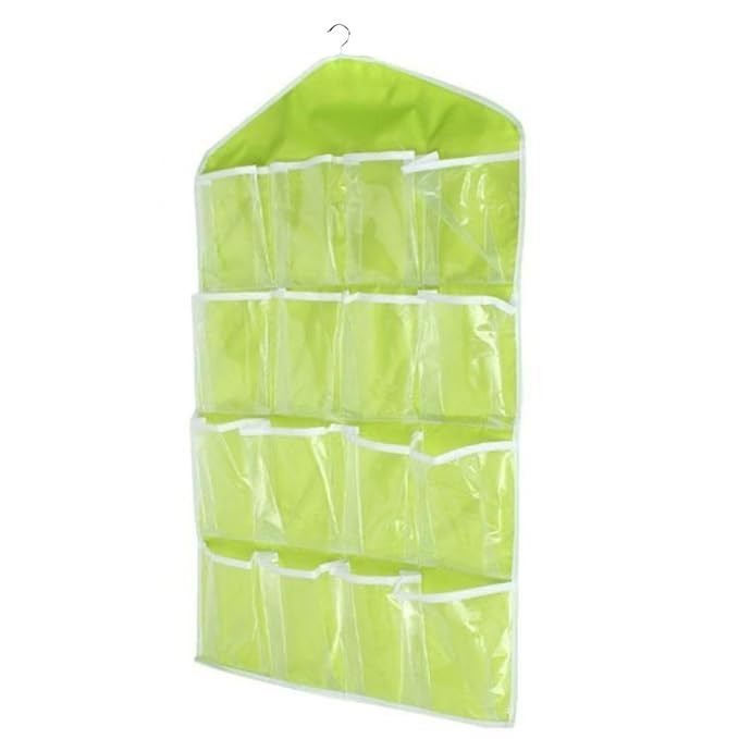 Door Hanging Shoe Rack Organiser, 16 Clear Transparent Pockets, Space Saving, Multi-Purpose Hanger for Shoes and Accessories