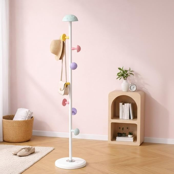 Duty Steel Coat Hanging Stand for Home & Boutiques-Freestanding Clothes Hanger Rack for Coats, Jackets, Hats, Bags & Daily Garments (White)