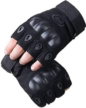 Nylon Tactical Half Finger Gloves for Sports, Gym, Cycling, Travelling, Camping, Outdoor, Motorcycle Riding Gloves, Fingerless Gloves, Half Finger Gloves For Men& Women, Outdoor Gloves (BLACK, M)