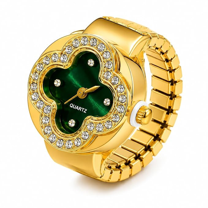 Luxury Gold Crystal Flower Dial Watch for Women, Elegant Quartz Analog Wrist Watch with Stretch Bracelet Band, Fashion Designer Watch for Girls & Ladies, Stylish & Gift Watch
