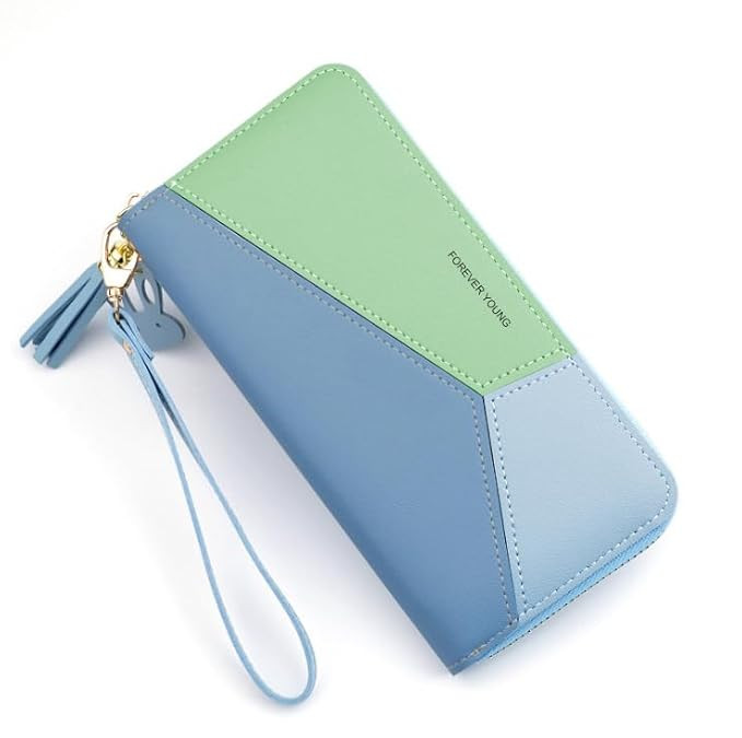 Women Wallet Wallet for Women and Girls | Zipper Wallets Leather Credit Card Holder (Blue)