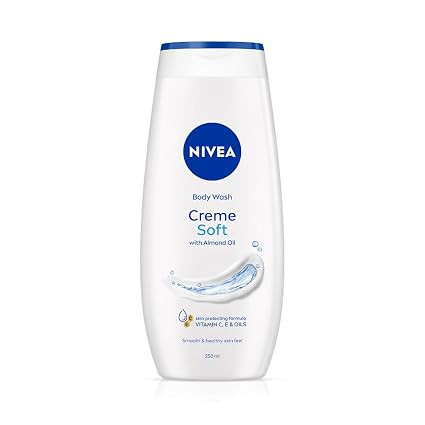 NIVEA Crème Soft 250ml Body Wash| Shower Gel with Natural Almond Oil|Clean, Healthy & Moisturized Skin|Microplastic Free