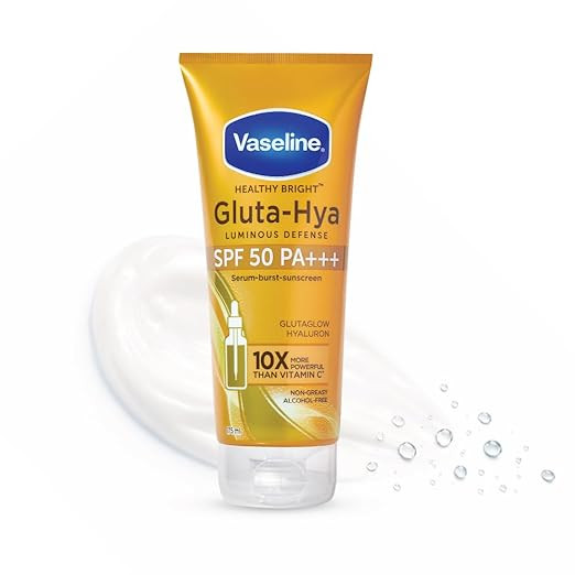 Vaseline Gluta Hya - Antioxidant SPF 50 PA+++ Sunscreen for Face & Body All | Glutathione & Hyaluronic Acid infused Sunscreen 175 ML