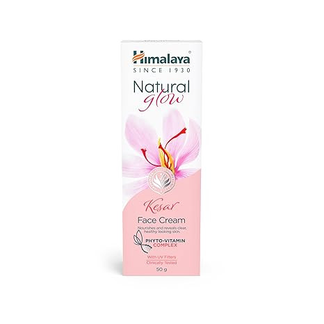 Himalaya Natural Glow Kesar Face Cream | Even-Toned Radiant Skin with Natural Glow | with Kesar Niacinamide & Vitamin E | Phyto-Vitamin Complex | Non-Greasy | Paraben-Free | 50g