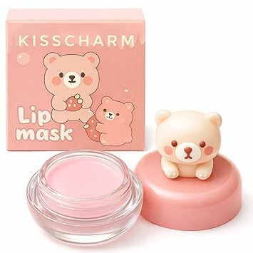 Cute Bear Lip Mask for Women & Girls – Deep Moisturizing Overnight Lip Treatment | Hydrating Pink Lip Balm for Dry, Chapped & Cracked Lips | Nourishing Repair & Softening Care Formula (Light Pink)