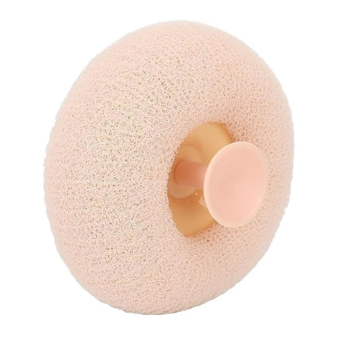 Bath Sponge with Suction Cup for Shower, Soft Exfoliating Body Scrubber, Quick Dry Loofah Sponge for Men Women, Gentle Skin Cleansing Bath Accessories (1 Piece)