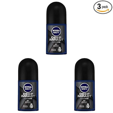 NIVEA MEN Deep Impact Freshness Deodorant Roll-on - For MEN, 50ml (Pack of 3)