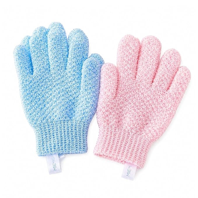 Bath Gloves, Made Of 100% Nylon, Double Sided Exfoliating Gloves for Beauty Spa Massage Skin Shower Scrubber Bathing Accessories, Body Scrub Glove with Hanging Loop, (1Pair)