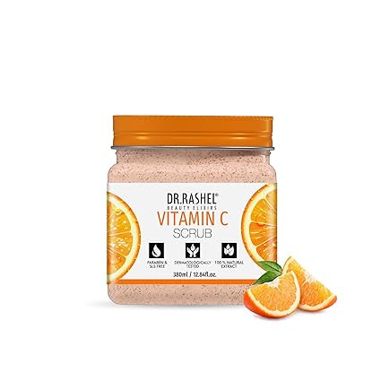 DR.RASHEL Exfoliator For Face & Body (Vitamin C Scrub, 380 ML) | All Skin |Deep Exfoliation | Dead Skin Remover| Tan Removal | Blackhead Remover