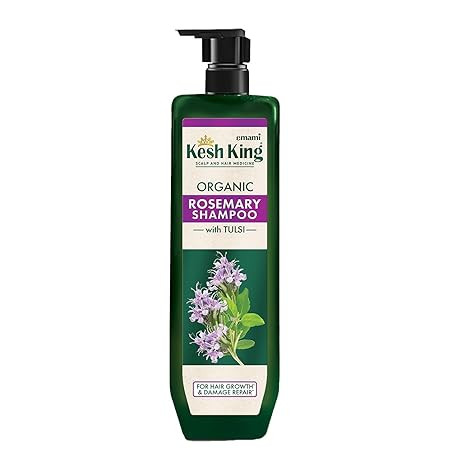 Kesh King Organic Rosemary Shampoo with Tulsi, anti hairfall shampoo for stronger hair growth and damage repair, sulphate free & ayurvedic, 300ml