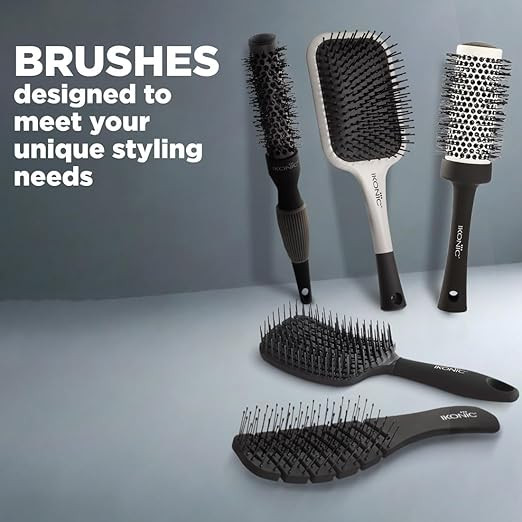 Hair Brush with Anti Static Bristles & Ball-Tipped Nylon Pins Ideal for Men & Women,Salon/Personal Grooming, Straightening, Smoothing, Detangling Hair - White & Black