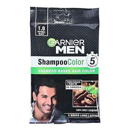 Garnier Hair Color Shampoo for Men, 1.0 Natural Black, 20 ml