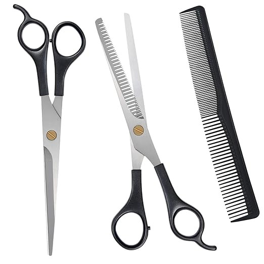 Professional Hairdressing Scissors, Professional Hairdressing Scissors Slimming Hair Cutting Scissors Thinning Scissors Set Stainless Steel with Comb (17.3cm)