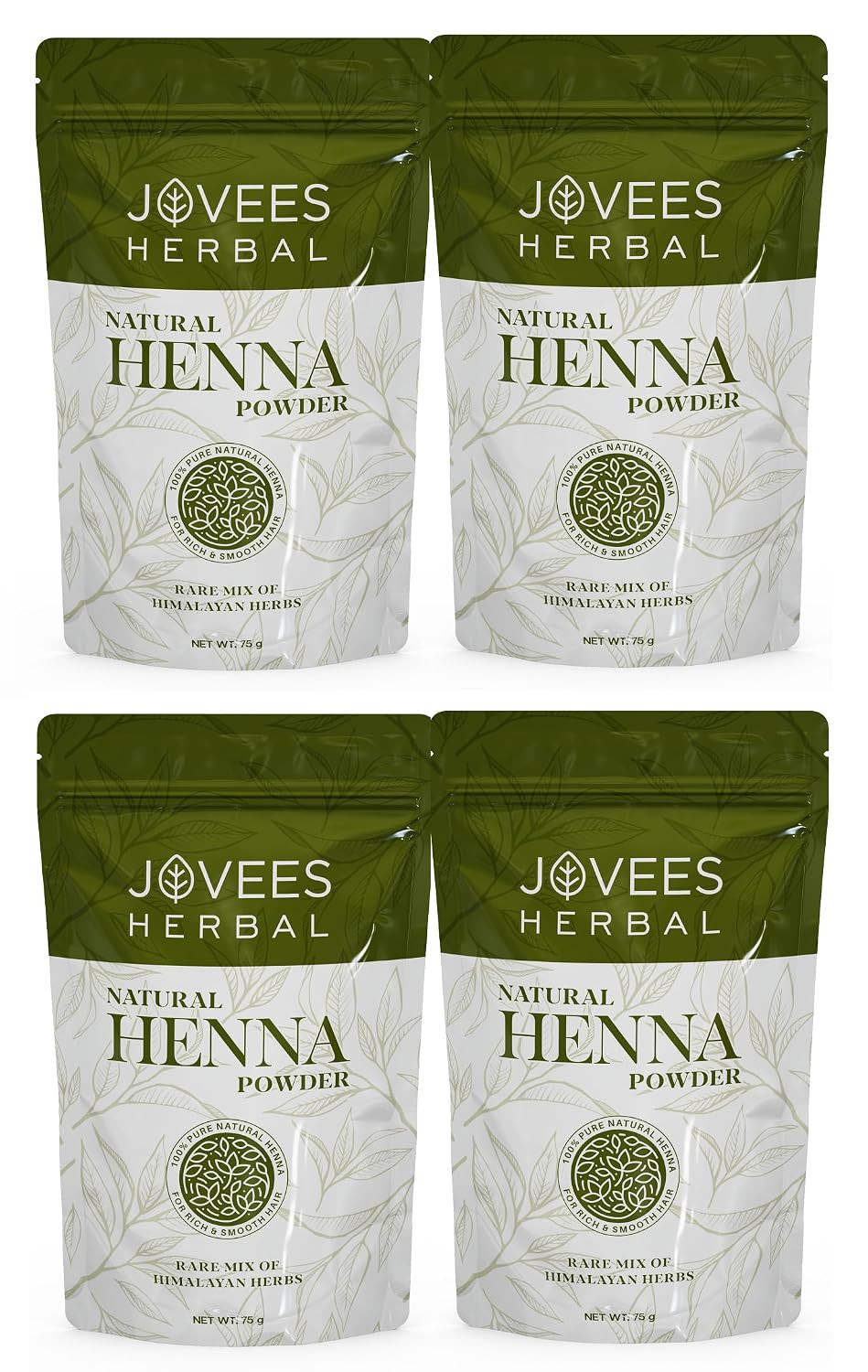 Jovees Herbal Mehandi/Henna Powder | With Amla, Shikakai & Brahmi Powder | For Extra Conditioning | Control Hair Fall & Repairs Damaged Hair 75 G (Pack of 4)