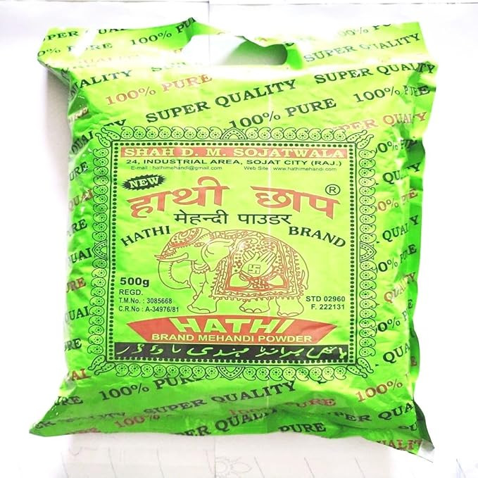 HATHI BRAND HENNA MEHANDI POWDER 500GM (PACK OF 1) RAJASTHANI PURE HENNA MEHANDI POWDER