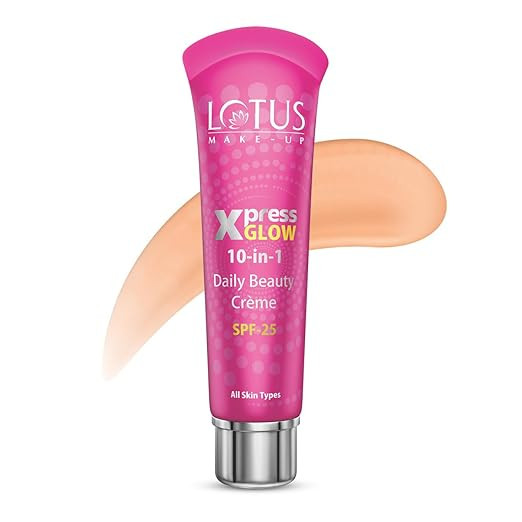 Lotus Make-Up Xpress Glow 10 in 1 Daily Beauty Cream | Bright Angel | Tinted | Semi Matte Finish | SPF 25 | 30g