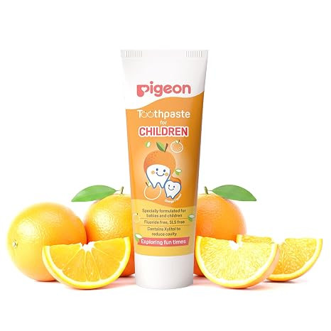 Pigeon Orange Toothpaste for Babies & Kids 45 g | Fluoride & SLS Free | Colour & Paraben Free | pH-Balanced Gentle Daily Oral Care