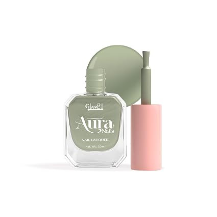 Glam21 Aura Nails Nail Lacquer |Long-Lasting, Quick-Dry, High-Shine Nail Enamel | Chip-Free Formula | Smooth Application & Vibrant Finish |60 Striking Shades | 10ml,Misty Glimmer