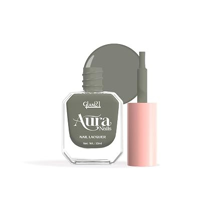 Glam21 Aura Nails Nail Lacquer |Long-Lasting, Quick-Dry, High-Shine Nail Enamel | Chip-Free Formula | Smooth Application & Vibrant Finish |60 Striking Shades | 10ml,Sage Green