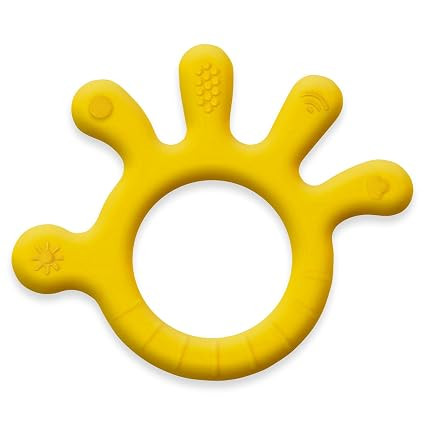 Infantso Finger Shape Soft Silicone Teether for 6+ Months, BPA Free Teething Toy for Babies with Textured Surface for Soothing Gums. 100% Food Grade, No-Choke Design (Finger - Yellow)