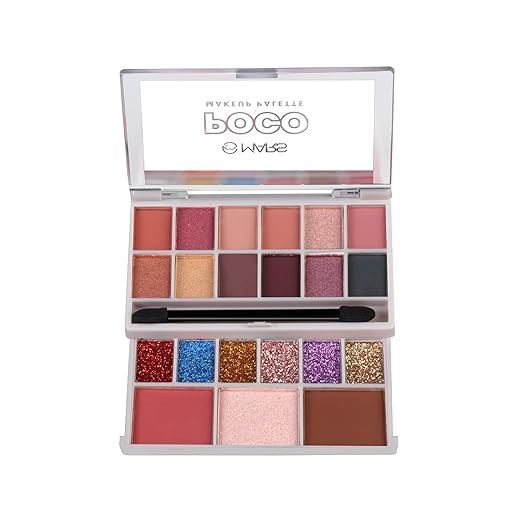MARS Poco Face Makeup and eyeshadow Palette with Slider Case | Free Applicator | Long Wearing | Highly Pigmented and Easy to Blend 21 Shades (20g) (03-Multicolor)
