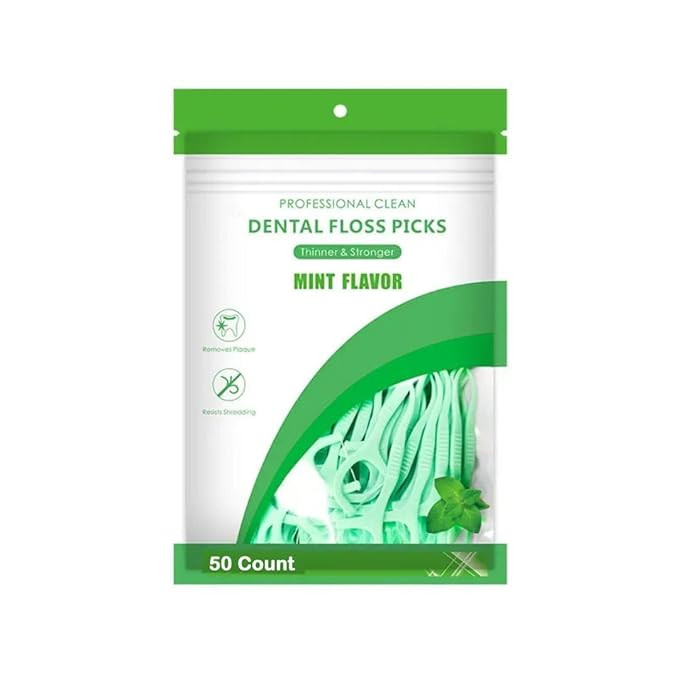 50 pcs floss Fresh Mint Dental Floss Picks | Dentist Designed & most convenient teeth Flosser for fresh Breath & complete oral plaque removal (Mint)