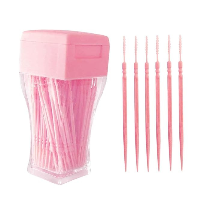 Generic 200Pcs Double Head Interdental Brush Dental Floss Teeth Oral Clean Pink