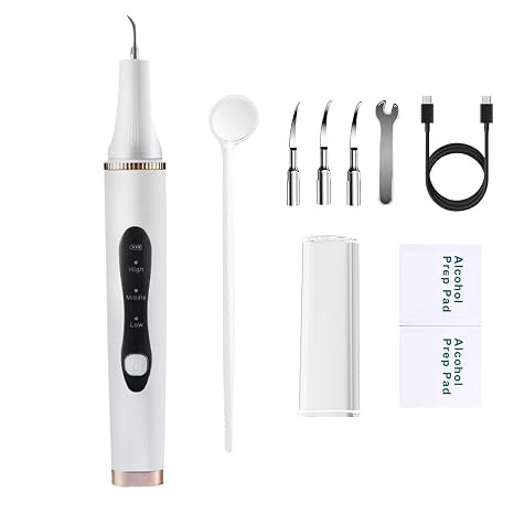 Dental Tartar Remover — Teeth Whitening Kit Electric Tartar Remover with LED, 4 Replacement Heads & 3 Modes, IPX7 Waterproof, Dental Care for Teeth Cleaning for Adults, Children, and Pets