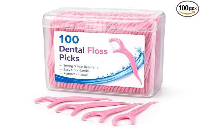 Professional Clean Floss Picks - Extra Strong Shred-Resistant Floss, Easy Grip Handle - Dental Flossers for Adults (Pink)