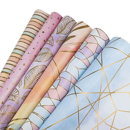 Gift Wrapping Paper Sheet - Premium Design Paper for Packing, Mix, Pack of 6, Multicolor