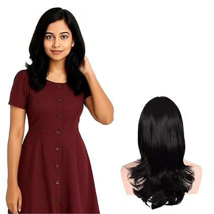 Full Head, Shoulder Hair Wig Length Wavy & Heat Resistant Synthetic for Women Brown Hair Wig for Women Girls Cosplay Costume with Wig Cap