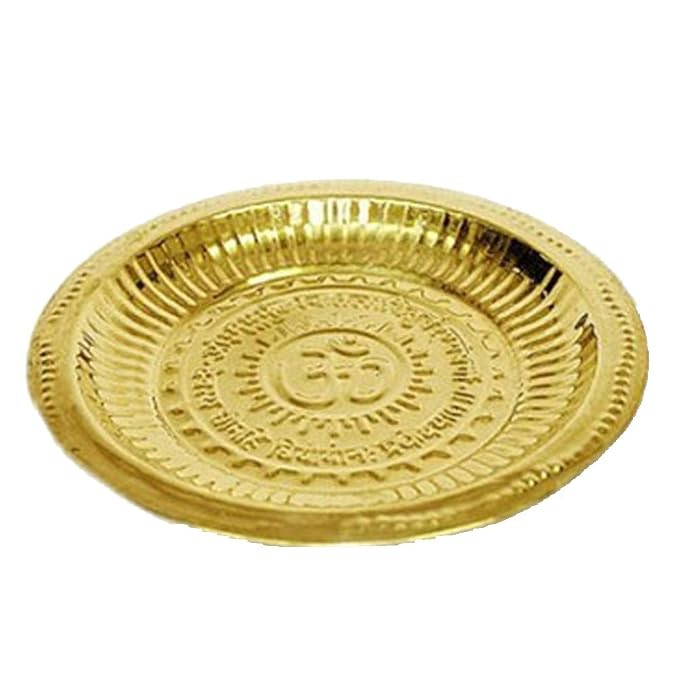 JV trader's Gold Plated shri maa laxmi charan paduka with Plate Hindu Religious Diwali Pooja Article fengshui Home and Office