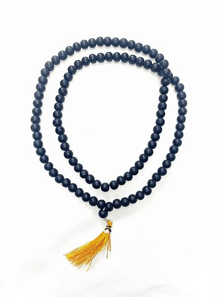 CHAKRA STONES Natural Unpolished Karungali 108 Bead Jap Mala, 8mm Meditation Prayer Beads for Yoga and Spiritual Practice, 30 Grams