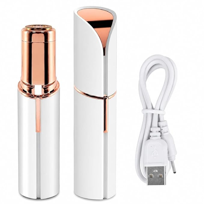 Facial Hair Remover Machine for Women - Face, Chin, Cheek, Eyebrow, Upper Lip Hair Remover, USB RECHARGEABLE Epilator Machine (White)