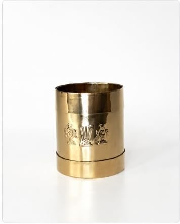Brass Shanku Chakra Namam Picture Kubera Padi/Pooja Room/Attractive Puja Articles Handicraft Item, Brass Pooja Kalash, Traditional Hindu Worship Cup with Embossed Designs.