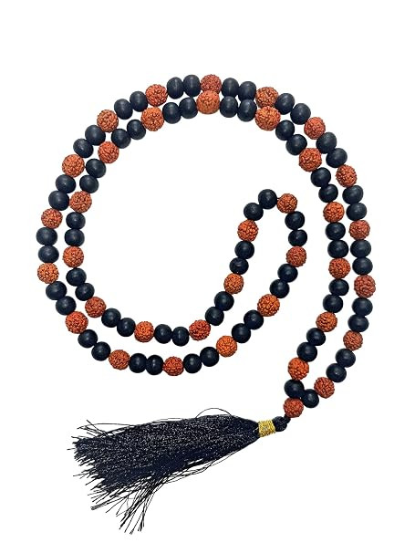 CHAKRA STONES Rudraksha Karungali 108 Beads Jap Mala 8mm Meditation Prayer Beads for Spiritual Growth, Focus and Yoga Chanting, 35 Grams