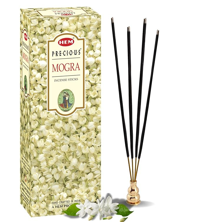 Hem Precious Mogra Incense Sticks | Agarbatti for Home Freshness, Prayer, Positive Energy & Yoga Meditation | Handcrafted & Low Smoke | Burning Time: 35-40 Minutes | Pooja Item | Approx. 120 Sticks