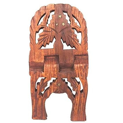 Wooden Hand Crafted Foldable Holy Book Stand (Geeta, Quran, Bible, Guru Granth Sahib) for Religious Books (Brown)