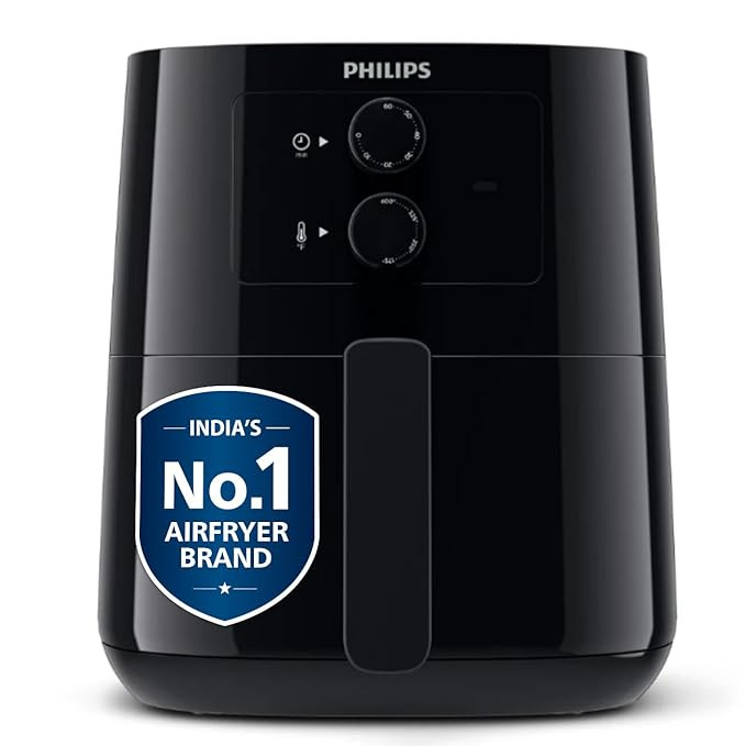 PHILIPS Air fryer for Home, 4.1 Liter, with RapidAir Technology (Black), with additional 1 Yr Warranty by Philips, uses up to 90% less fat (HD9200/90)