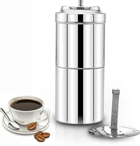 Stainless Steel South Indian Filter Coffee Maker 200ml | Traditional Madras Kaapi Drip Brewer | Small Coffee Filter for 1–2 Cups | Home & Kitchen Decoction Maker