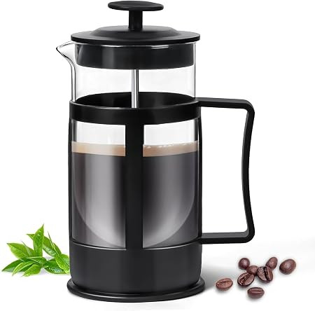 French Press Coffee & Tea Maker 350ml | Superior Filteration | Borosilicate Glass Carafe | Stainless Steel Plunger with Mesh| Frenchpress Plunger | 1-2 Cups | Heat Resistant