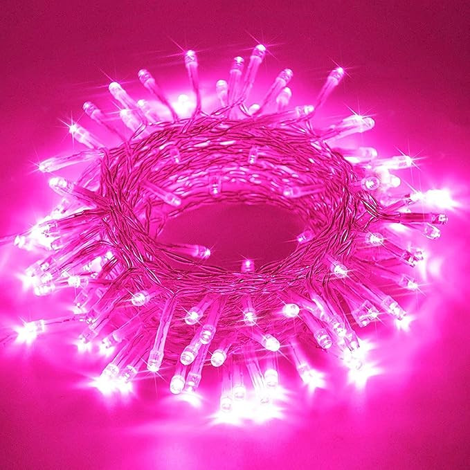 Led Rice Light for Decoration String and Series Light for Diwali Christmas Indoor Outdoor Decoration Bedroom Wedding, Birthday Party Patio,10meter 35 Foot (Pink)