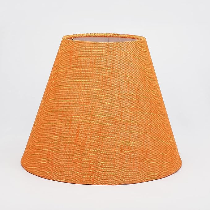 10" inches (Pack of 2) Conical lamp shade, Cotton fabric, ideal for table lamps (Orange Texture)