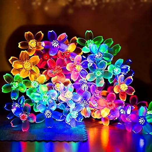 Silicone Flower String Lights – 14 LED, 3 Meter Multi-Color – Decorative Fairy Lights for Indoor/Outdoor, Garden, Diwali, Christmas, Wedding, Party & Festival Decoration (Pack of 1)